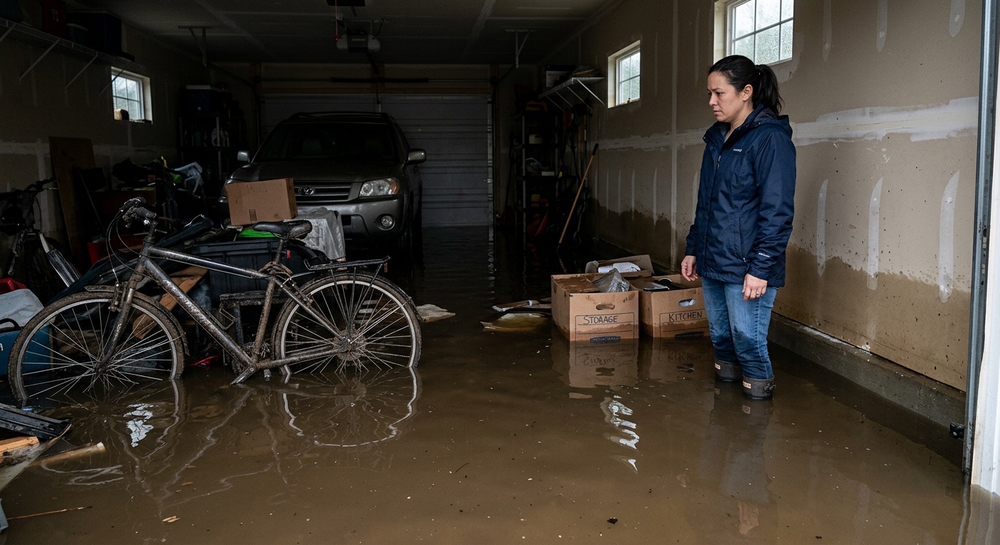 A flooded garage